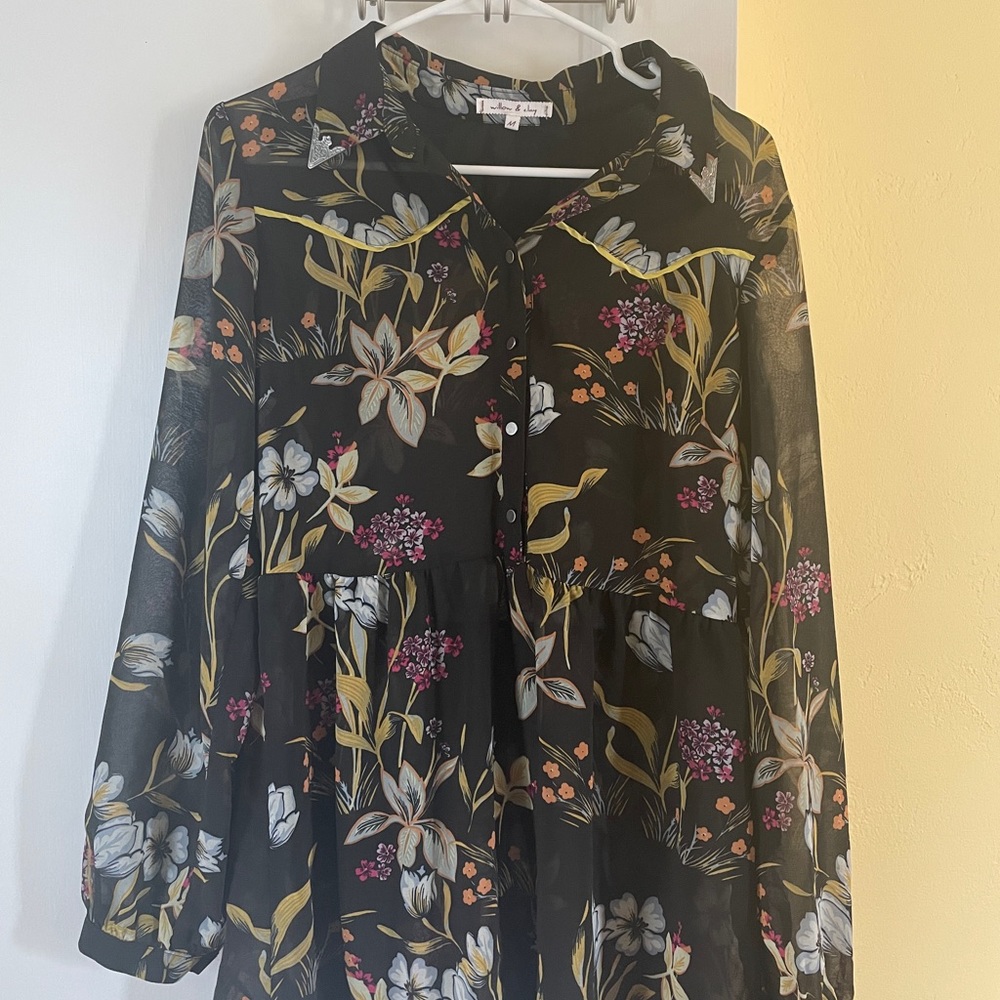 Sheer black mini dress w western details